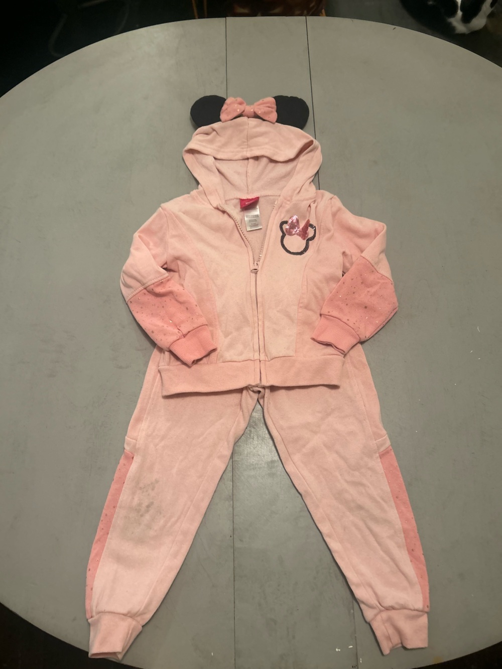 Disney Pink Hooded Minnie Mouse Matching Footie Set with Ears